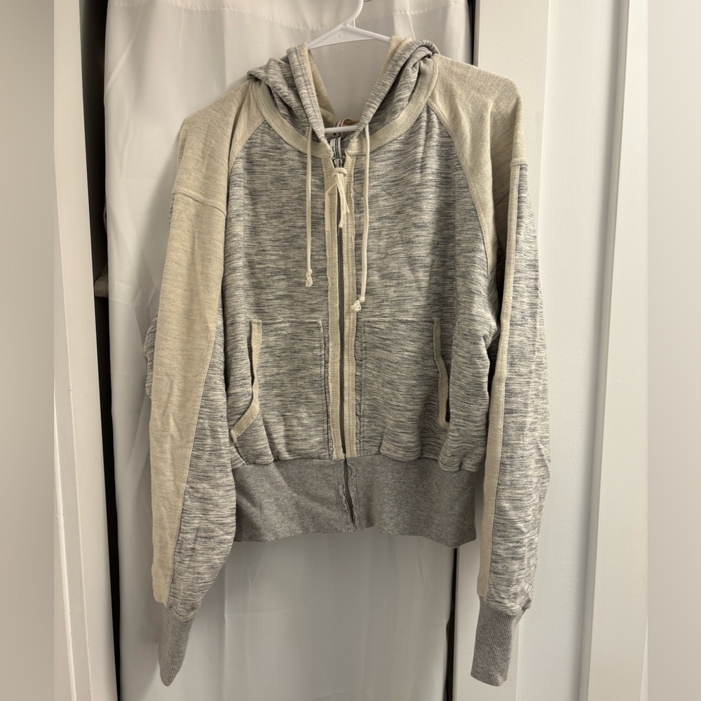 FP Movement by Free People Gray and Cream heather Hoodie